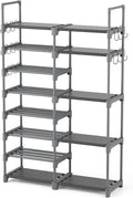 ROJASOP Shoe Rack, Shoe Storage Organizer for Closet Entryway Garage Bedroom, 8 Tier Tall Metal Shoe Shelf for 26-32 Pairs Boots & Shoes, Adjustable Shoe Stand for Small Space
