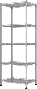 REGILLER 5-Wire Shelving Metal Storage Rack Adjustable Shelves,Standing Storage Shelf Units for Laundry Bathroom Kitchen Pantry Closet(Silver,11.8" D x 16.6" W x 53.5" H)