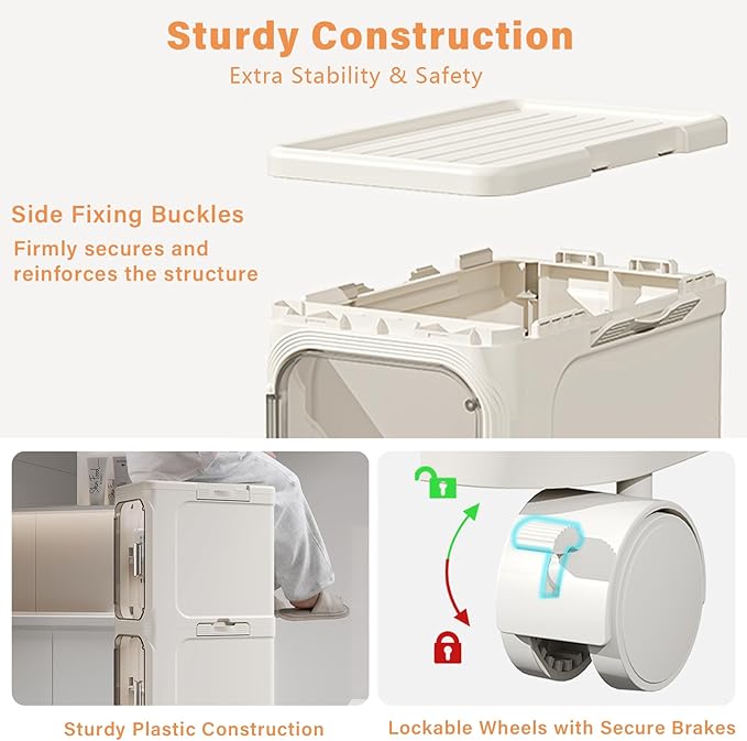 2-Tier Slim Bathroom Storage Cabinet, Narrow Storage Cabinet with Wheels, Adjustable Shelves, Magnetic Doors, Water-Proof, Anti-Tip Skinny Organizer Cabinet for Small Space, Cream White