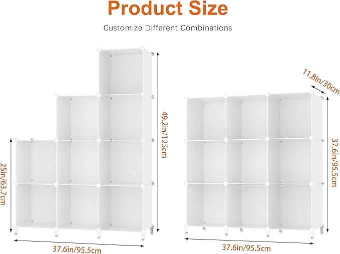 HOMIDEC 9 Cube Storage Organizer, Cubes Shelves for Living Room, Bedroom, White