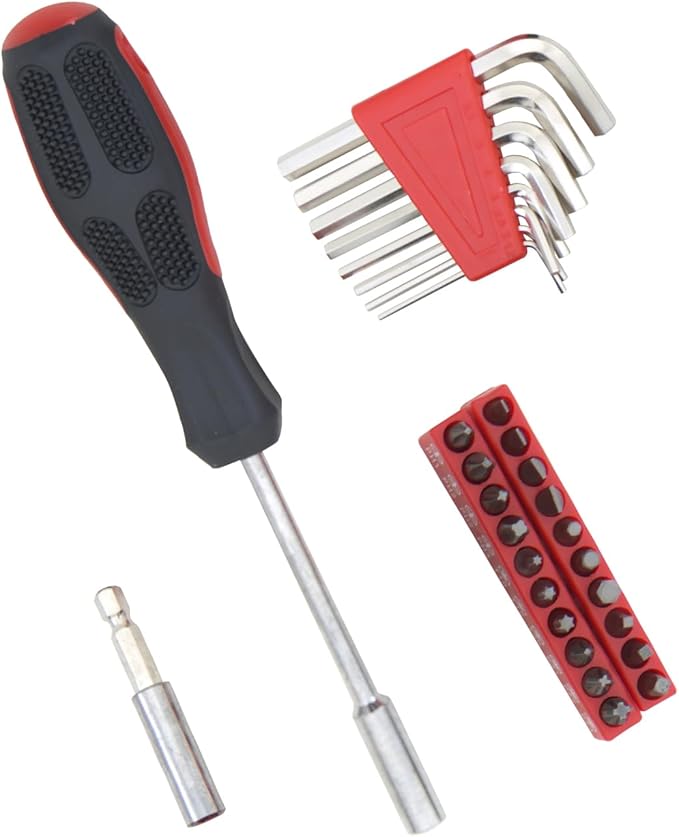 Hantinstom 39-Piece Household Tools Kit Essential Home Repair Set with Plastic Toolbox Ideal for College Students, Home Use & More
