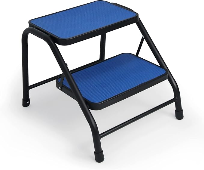 Duwee 2 Step Ladder,Step Stool with Wide Anti-Slip Pedal,Heavy Duty Portable Step Ladder Anti-Slip Step Stool for Household, Kitchen,Bathroom,Blue