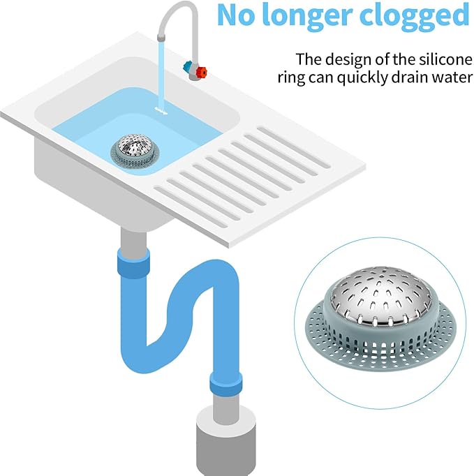 Aluvor Bathtub Drain Hair Catcher Shower Drain Cover Sink Drain Protector for Pop-Up & Regular Drains, Greyish Blue
