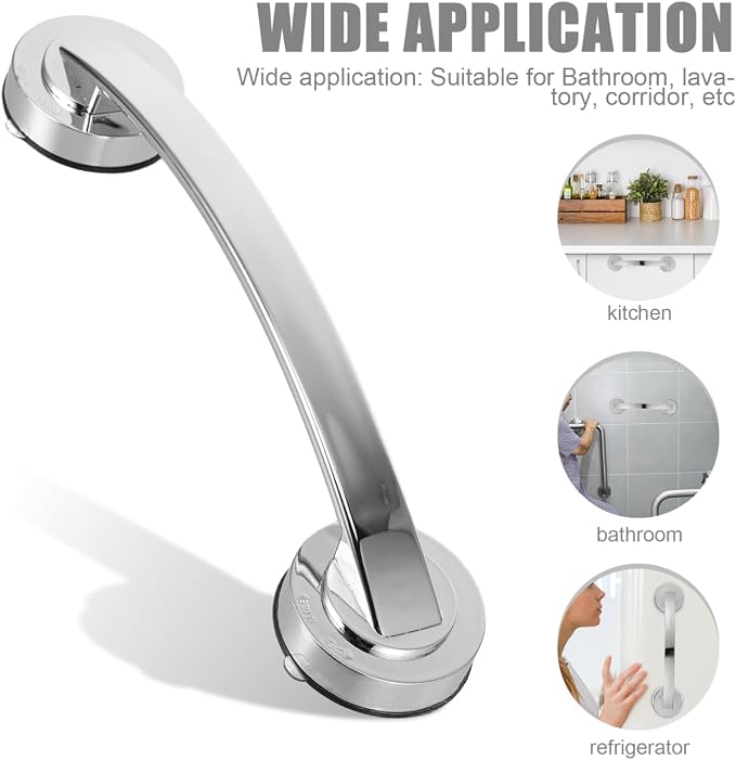 DOITOOL Suction Cup Handrail 11.81In Bathroom Grab Bar Safety Rail for Elderly Bathtub and Toilet Stability Support