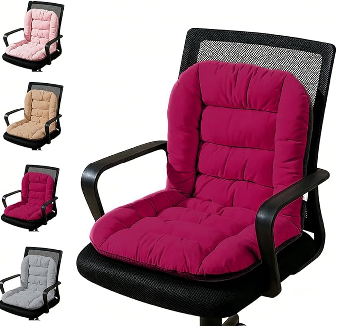 Office Chair Cushion，Desk Chair Cushion with High Back Support, Seat Cushion with Non-Slip Bottom for Home Dining Room Kitchen (Wine red)
