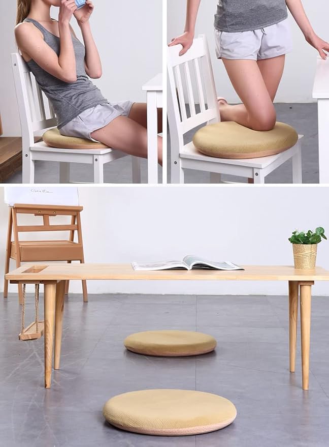 Sigmat Memory Foam Seat Cushion Anti-Slip Soft Round Stool Cushion Chair Pad 16 Inch Camel
