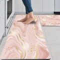 Mrcrypos Pink Gold Marble Kitchen Mats for Floor Set of 2 PVC Kitchen Rug Waterproof Cushioned Anti Fatigue Comfort Mat Non Slip Standing Mat Laundry Kitchen Accessories 17"x29"+17"x47"
