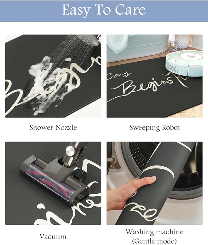 MontVoo Bath Mat-Bath Mat Rug Non Slip Super Absorbent Stain Resistant Quick Dry Thin Bathroom Rug-Bath Mats for Bathroom Floor Bathtub Vanity-Bathmat Bath Rug Easy Care-24"x35",Black