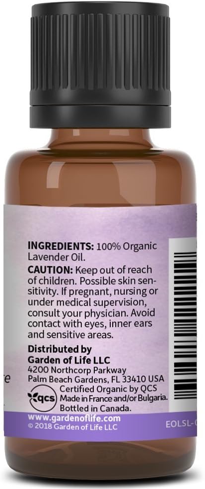 Garden of Life Essential Oil,Lavender0.5 fl oz (15 mL),100% USDA Organic&Pure,Clean,Undiluted&Non-GMO -for Diffuser, Aromatherapy, Meditation, Skincare, Sleep - Calming, Relaxing, Soothing (Pack of 2)