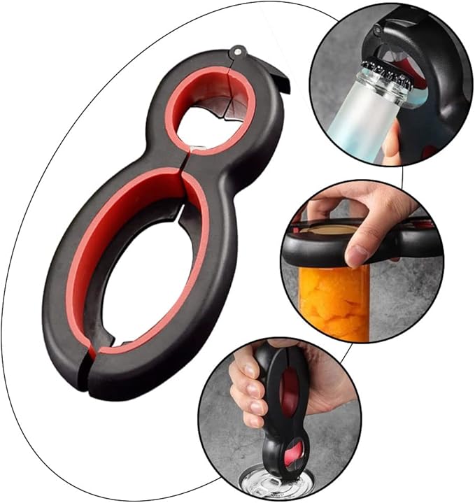 Helping Hand Senior Jar Opener with Silicone Gripper: Easy Opener for Weak Hands, Adjustable 6 in 1 Multifunctional Tool