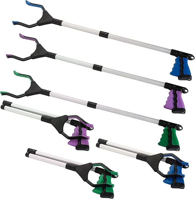 TOPZEA 3 Pack Grabber Reacher Tool for Elderly, 32 Inch Foldable Trash Pick Up Stick Grabbers Picker Upper, Long Claw Grabber Pickup Tool for Garbage, Mobility Aid Reaching Assist Tool, Garden Gripper
