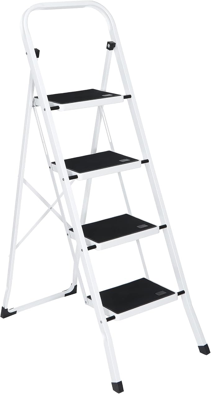 ZENY 4 Step Ladder, Folding Step Stool with Wide Anti-Slip Pedal, 330lbs Sturdy Steel Ladder for Adults, Portable Steel Step Stool for Home Kitchen Office