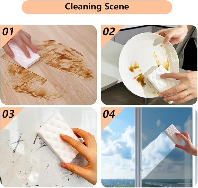 Magic Sponges Eraser,20 Pack Melamine Sponge in Bulk,2X Density,Long Lasting,Cleaning Sponge for Kitchen, Bathroom,Bathtub, Sink,Furniture, Wall Cleaner (White（20PCS）, 3.93x2.36x0.79in)