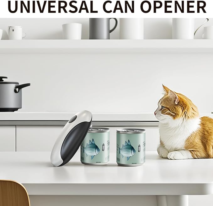Electric Can Opener for Seniors & Arthritis - Rechargeable Automatic with One-Touch Open and Smooth Edge Cutting, Lid Remover, Food-Safe Stainless Steel Blade Easy to Use Hands-Free, Black
