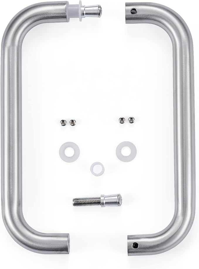 Ranbo Brushed Nickel 8" （CTC） Tubular Back-to-Back Shower Door Handle，3/4" Diameter Pull Handles with Metal Washers, for 1/4"- 1/2" Thick Glass and 1-3/8" - 2-1/6" Thick Wooden or Metal Doors
