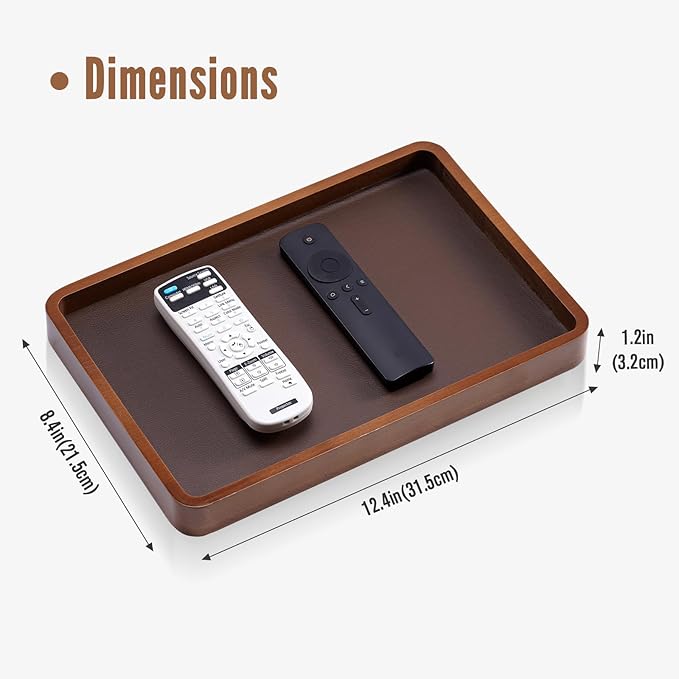 ProCase Wooden Valet Tray for Men, Wood Catch-All EDC Organizer, Fathers Day Gift, Nightstand Entryway Bedside Dump Holder for Wallets, Keys, Watches, Phones, Loose Change, Trinkets -DarkBrown