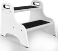 StrongTek Wood 2 Step Stool for Kids with Non-Slip Stepping Surface, Portable Handles, Skid Resistant Foot Pads, and 350 lbs. Capacity, Multipurpose Heavy-Duty Support (White)