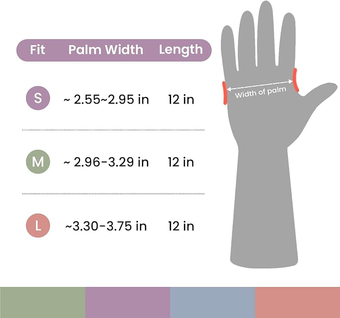 Rubber Cleaning Gloves for Dishwashing, 12 Pairs Reusable Kitchen Gloves for Washing Dishes and Household Cleaning, Colorful Gloves with Flocked Lining and Non-Slip Grip, Perfect for Women Men - M