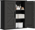Homleke Bathroom Wall Cabinet, Over Toilet Storage Cabinet with Barn Doors and Adjustable Shelves, 3-Tier Medicine Cabinet Wall Mounted, for Bathroom, Kitchen, Entryway, Laundry Room, Black, (7.9" D)