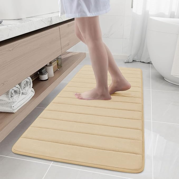 Buganda Memory Foam Bath Mat, 55" x 24", Ultra Soft and Non-Slip Bathroom Rugs, Water Absorbent and Machine Washable Bath Rug Runner for Bathroom, Shower, and Tub, Gold