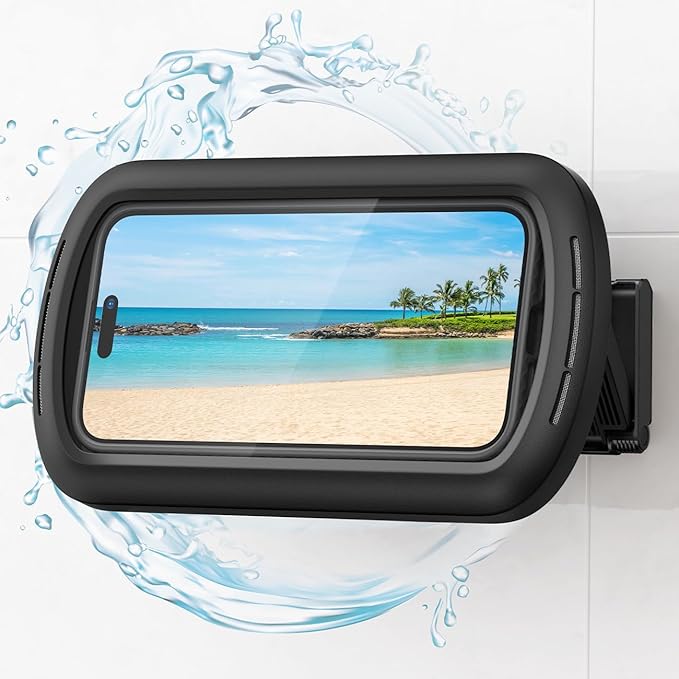 Lamicall Shower Phone Case Holder Waterproof - Bigger Size for More Phone(4"-7"), Shower Bathroom Bathtub Wall Mount Stand, Cellphone Accessories Gift for iPhone 17 Pro Max, S25 Ultra