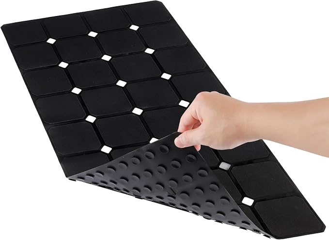 Bathtub Mat 15" x 28" – Non-Slip Foldable Tub Mat with Strong Suction Cups & Large Drain Holes, Durable & Eco-Friendly, for Smooth Surfaces, Ideal for Seniors, Adults, Black