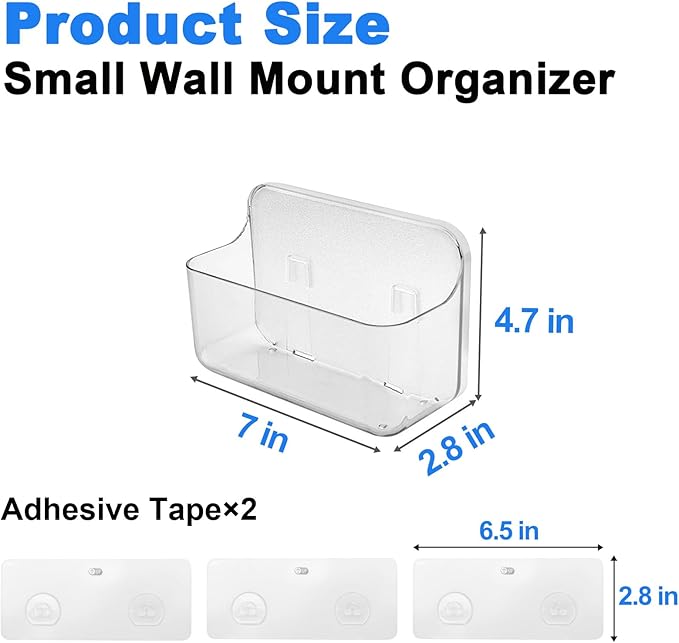 Diesisa 2pc Acrylic Wall Mount Organizer, Small Adhesive Clear Cabinet Door Organizer,Acrylic Shelves for Wall,No Drilling Hang Walls,with Self Adhesive Tape, for Bathroom, Kitchen, Living Room