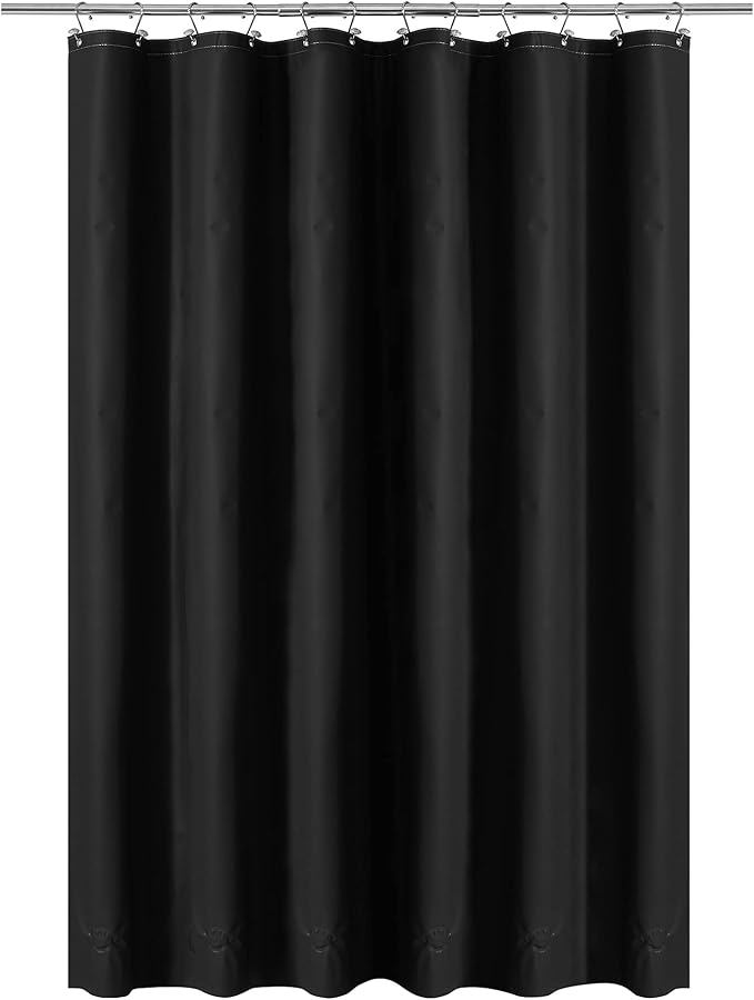 Barossa Design Black Shower Curtain Liner with 6 Magnets - Waterproof Heavy Duty PEVA Shower Liner for Bathroom, 72" x 72" Standard Size, PVC Free, Metal Grommets - Black, 72x72