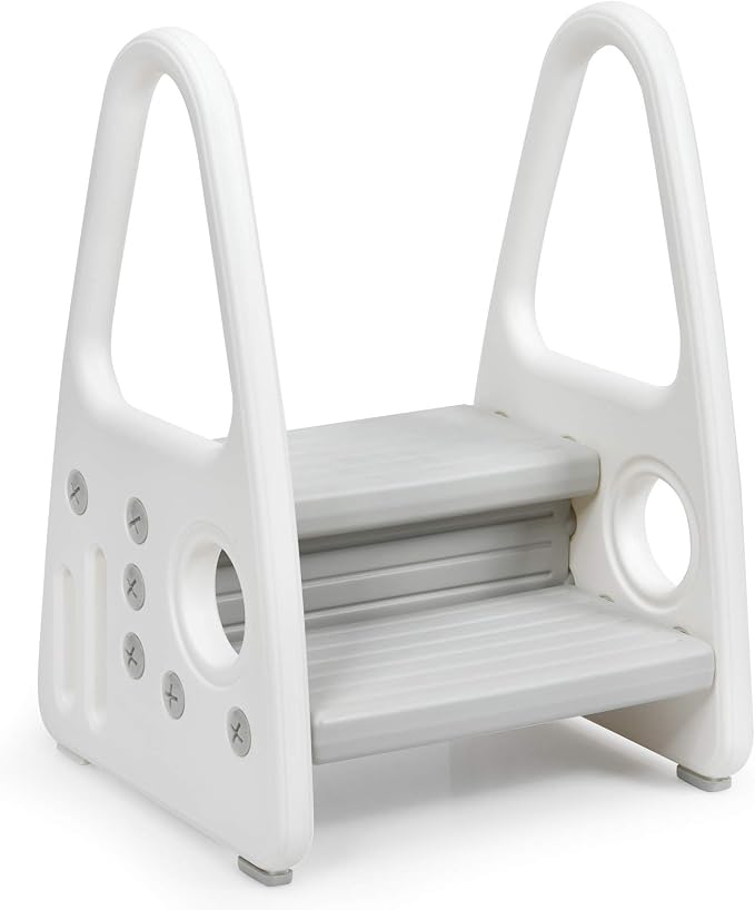 Costzon Kids Step Stool, Toddler Step Ladder for Toilet Potty Training, Kitchen Counter, Bathroom, Two Step Tower w/Non-Slip Design, Safety Handles, 110 Lbs Weight Capacity (Grey)