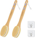 Back Scrubber for Shower,Bath Brush with Long Handle,Men and Women (2 Pack) | Bath Brush Body Exfoliator for Wet or Dry Brushing