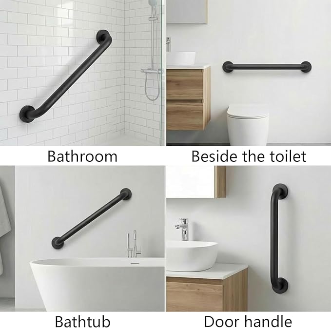 12" Stair Handrail, Wall-Mounted Safety Grab Bar for Indoor & Outdoor Steps