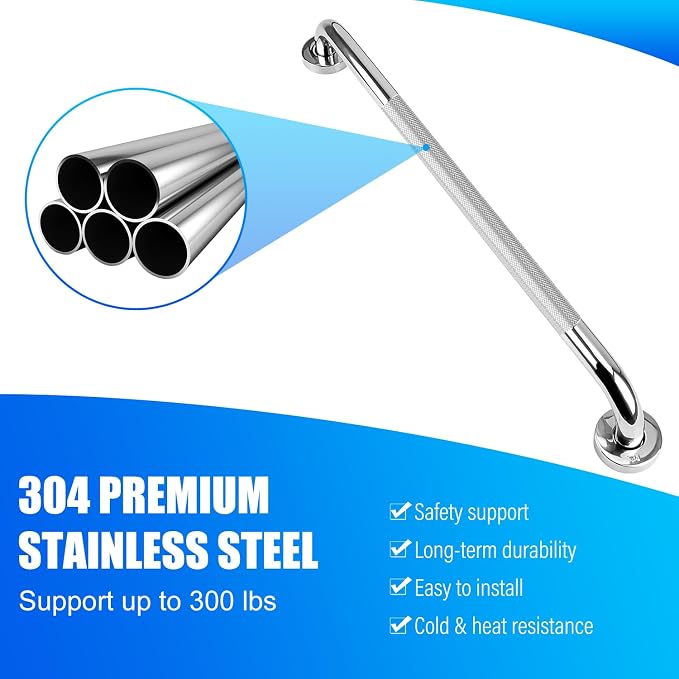 supregear Grab Bars for Bathtubs and Showers (2-Pack), Anti-Slip Stainless Steel Bathroom Safety Handle, Heavy Duty Grip Bars for Handicap Elderly Senior, 10 in