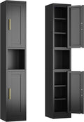 Ckzbx Tall Narrow Storage Cabinet 66.93" H Tall Bathroom Cabinets Metal Pantry Cabinet, 4 Adjustable Shelves for Kitchen, Home Office, Living Room, Dinning Room (12 inches Wide Black)