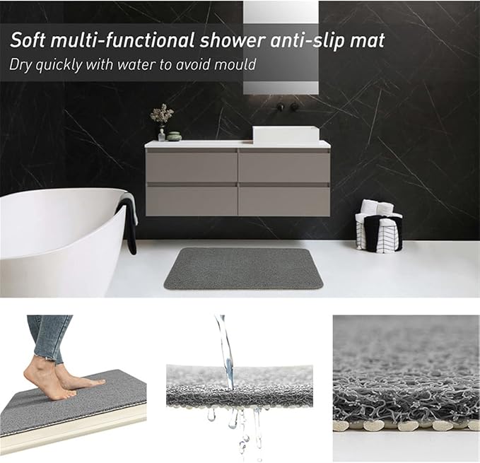 Secure Mat, Non-Slip Bathtub Mat for Bathroom, White, 23.6"x23.6" | Ultimate non-slip bath mat, floor mat for tub and shower, secure grip on wet surfaces, Comfort