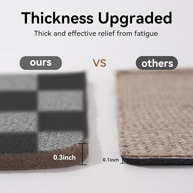 YDKGL Kitchen Mats for Floor Kitchen Rugs Non Slip Washable, Super Absorbent Linen-Look Woven Runner Rug, Kitchen Sink Mat Standing Mat, Black Gray Checkered 17"x47"