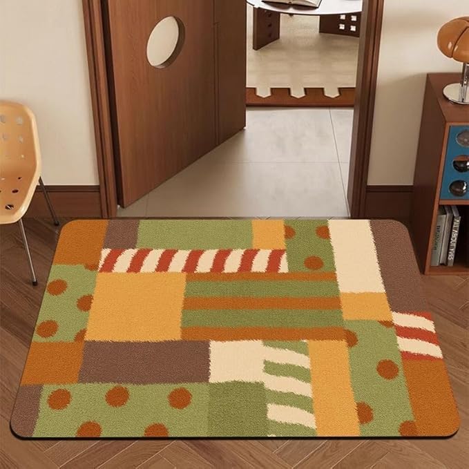 Non Slip Bath Mat Cut to Any Size – Ultra Thin Bathroom Rugs Fit Under Door, 24”x36” Quick Dry Absorbent Washable Rubber Backing Mat Rug for Bath Floor, Entryway, Kitchen, Sink