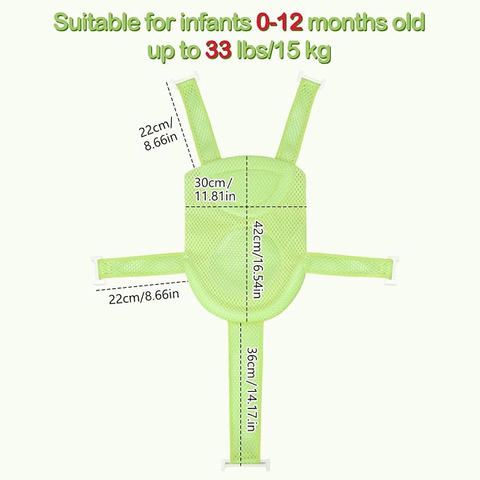 Colorlife Baby Bath Seat Support Net Infant Bathing Seat Support Mat, Adjustable Comfortable Non-Slip Five-Pointed Baby Shower Net Bathtub Sit Up Mesh for Newborn 0-12 Months-Grass Green(No Bathtub)