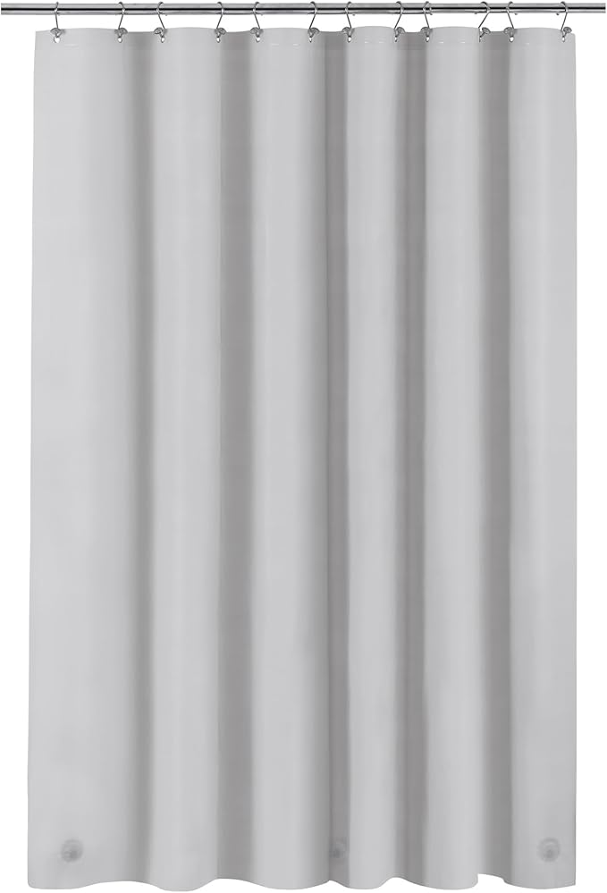 Barossa Design Gray Silver Long Shower Curtain Liner 78" Height - 3 Magnets & Waterproof Lightweight PEVA Shower Liner for Bath Tub, PVC Free, Metal Grommets, Silver Gray, 72x78