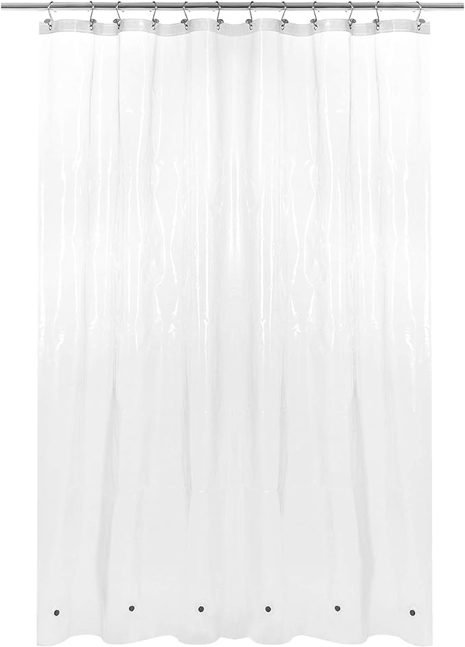 Barossa Design Extra Long Shower Curtain or Liner 72x80-6 Magnets on Bottom, PEVA, Waterproof, PVC Free, Metal Grommets - 72 x 80 Inches, Clear
