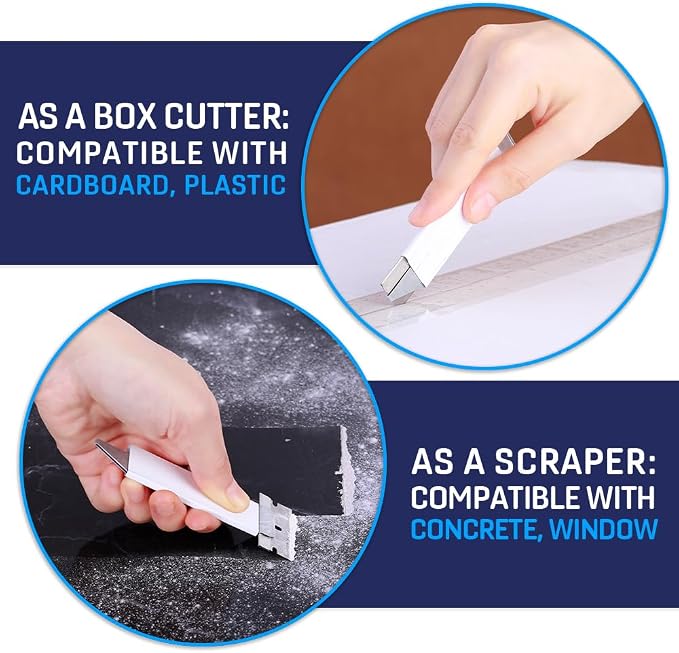 CANOPUS Box Cutters Retractable, Handy Cardboard Opener, Tap Open-Close, Utility Knife Set for Boxes, Packages and Papers, Works Also as Scraper, Full Metal Body, Box of 12, Made in USA