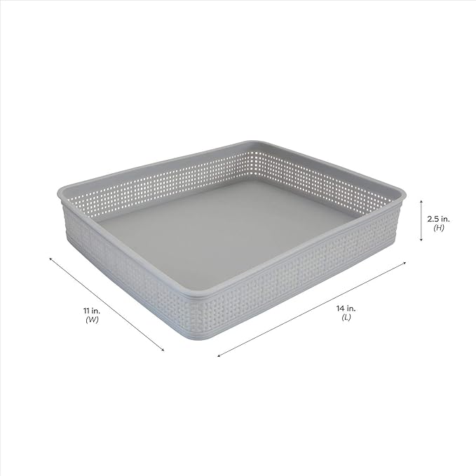 Simplify 10 Piece Organizing Set | Multiple Size Bins | Multipurpose | Office | Desk | Dorm | Bathroom | Storage Basket | Small Items | Accessories | Grey