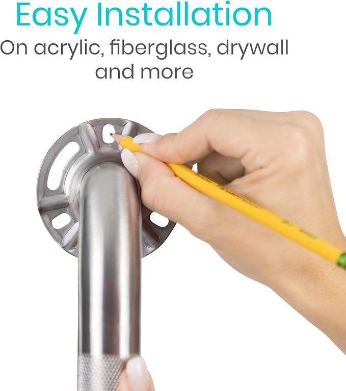Vive Shower Bars for Elderly - Grab Bar Bathroom Antislip Handrail for Seniors, Elderly Assistance Product, Heavy Duty Shower Handles, Handicap, Stainless Steel, Multipurpose, 440 lbs