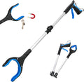 Grabber Reacher Tool,32 Inch Extra Long Foldable Pick Up Stick with Buckle and Rope and with Strong Grip Magnetic,360°Rotating Anti-Slip Jaw,Trash Picker Tool for Outdoor & Indoor (Blue)