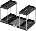 NIUXX Expandable Under Sink Organizer: 2 Tier Under Cabinet Organizer - Double Pull Out Shelf Under Sink Storage for Kitchen - Bathroom and Laundry Room - Space Saving