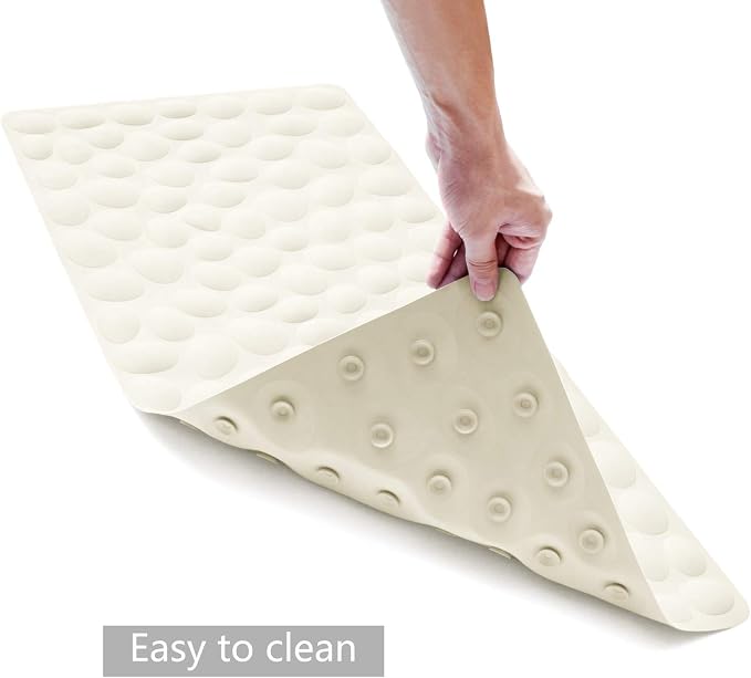 Non-Slip Bathtub Mat OTHWAY Soft Rubber Bathroom Bathmat with Strong Suction Cups (Beige)