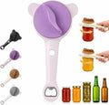 4-in-1 Multi-Purpose Jar Opener – Upgraded Adjustable Three-Claw Bottle Opener with Non-Slip Teeth, Multi-Size Lid Tool for Jars, Cans, Wine Bottles – Essential Kitchen Helper(Purple)