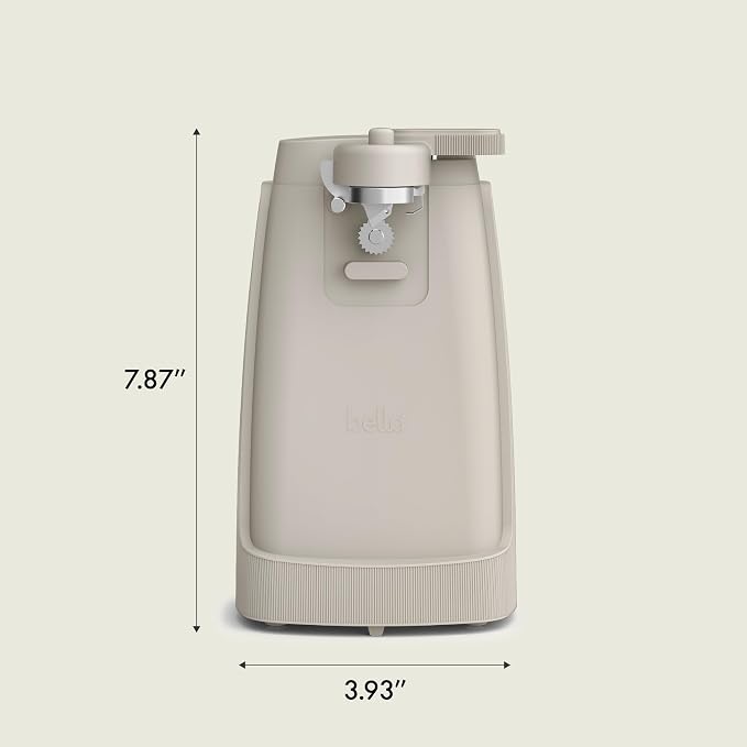 bella Electric Can Opener and Knife Sharpener, Removable Cutting Lever, Cord Storage, Stainless Steel Blade, Oatmilk