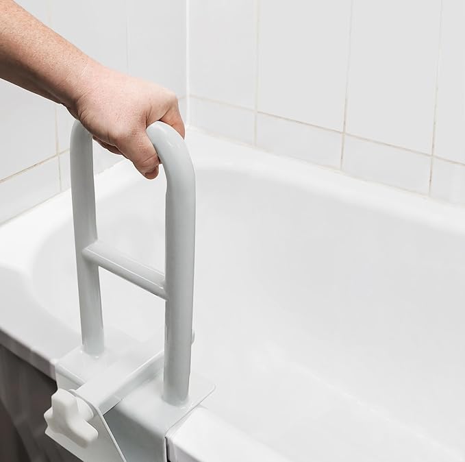 Vaunn Medical Secure Bathtub Safety Rail, ADA Compliant Shower Grab Bar Handle for Elderly and Disabled, Secure Locking Tub Clamp, 300 lbs