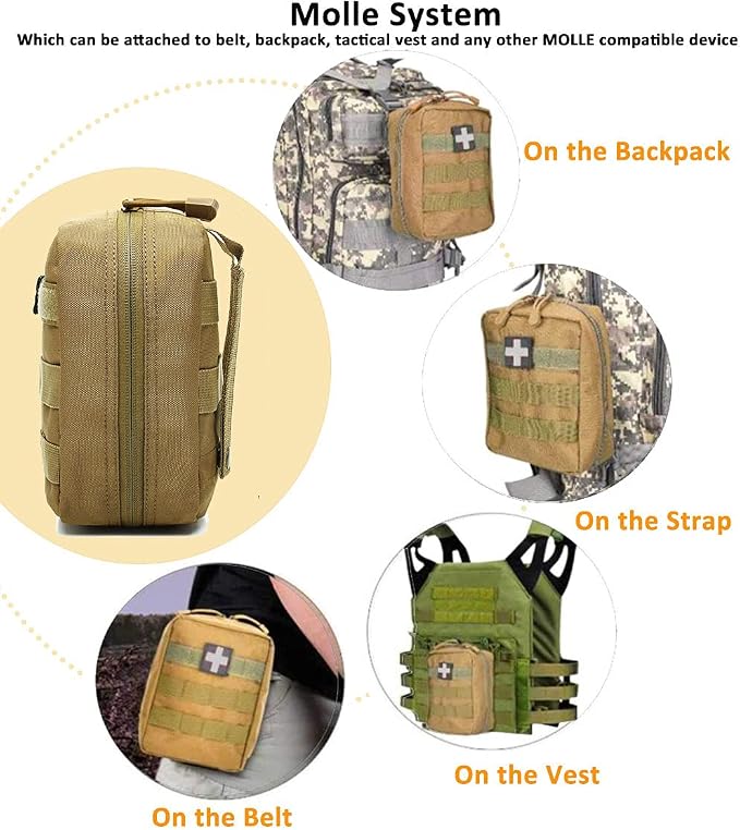 First Aid Pouch Empty Small, Tactical Molle EMT Pouch Compact Medical IFAK Rip Away Untility Bag Pouches
