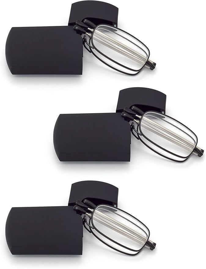 HIGHLIKE Hard Cases Folding Reading Glasses, Pocket Wallet Purse Compact Spring Hinge Readers, Transparent Clear Lens